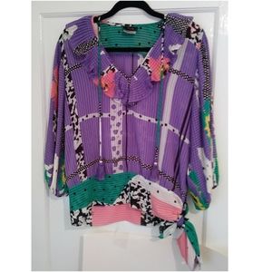🍒3/$10 - Diane Fres Purple Print Vintage Blouse